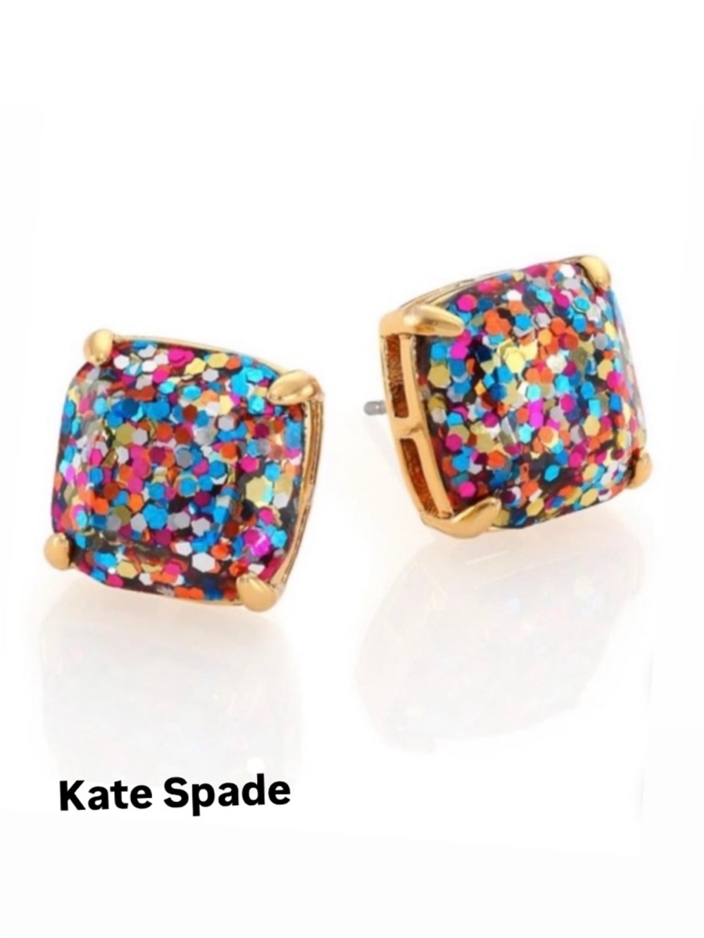 kate spade Multicolor Glitter Square Stud Earrings